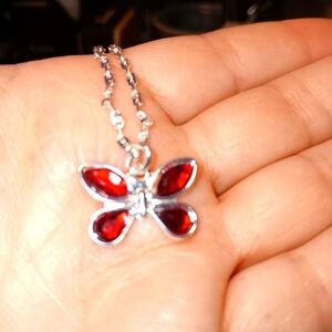 Vintage Avon Butterfly Necklace Silvertone 14.5 in Original Box